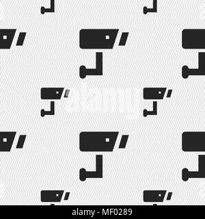 Surveillance Camera icon sign. Seamless pattern with geometric texture. Vector illustration Stock Vector