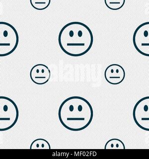 Sad face, Sadness depression icon sign. Seamless pattern with geometric texture. Vector illustration Stock Vector