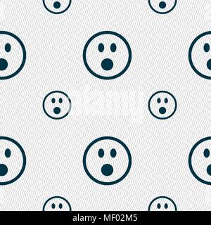 Shocked Face Smiley icon sign. Seamless pattern with geometric texture. Vector illustration Stock Vector