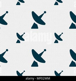Satellite dish icon sign. Seamless pattern with geometric texture. Vector illustration Stock Vector