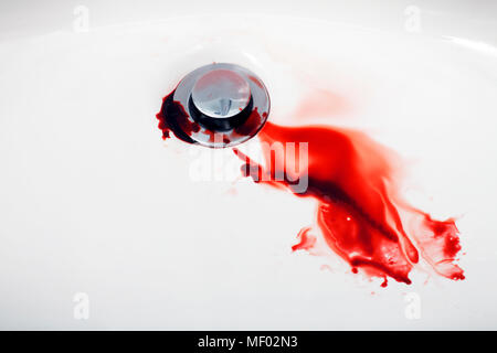 Blood in Sink and Drain Stock Photo
