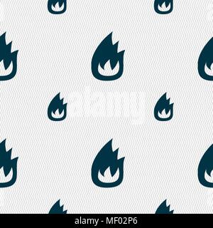 Fire flame icon sign. Seamless pattern with geometric texture. Vector illustration Stock Vector