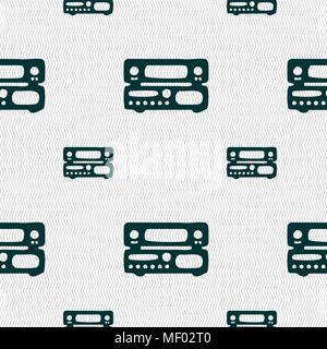 radio, receiver, amplifier icon sign. Seamless pattern with geometric texture. Vector illustration Stock Vector