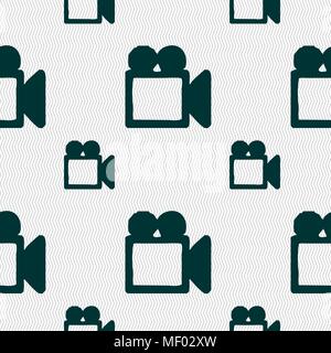 camcorder icon sign. Seamless pattern with geometric texture. Vector illustration Stock Vector