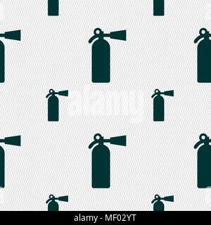 fire extinguisher icon sign. Seamless pattern with geometric texture. Vector illustration Stock Vector