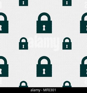 closed lock icon sign. Seamless pattern with geometric texture. Vector illustration Stock Vector