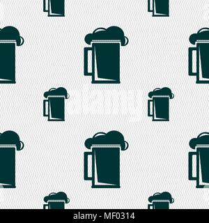 glass of beer icon sign. Seamless pattern with geometric texture. Vector illustration Stock Vector