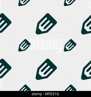 pencil icon sign. Seamless pattern with geometric texture. Vector illustration Stock Vector