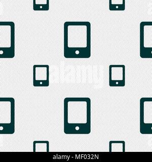 Tablet icon sign. Seamless pattern with geometric texture. Vector illustration Stock Vector