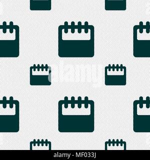Notepad, calendar icon sign. Seamless pattern with geometric texture. Vector illustration Stock Vector