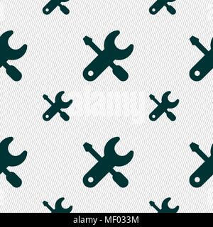 screwdriver, key, settings icon sign. Seamless pattern with geometric texture. Vector illustration Stock Vector