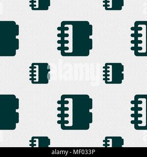 Notepad, calendar icon sign. Seamless pattern with geometric texture. Vector illustration Stock Vector