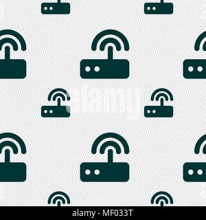 Wi fi router icon sign. Seamless pattern with geometric texture. Vector illustration Stock Vector