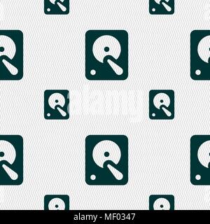 hard disk icon sign. Seamless pattern with geometric texture. Vector illustration Stock Vector