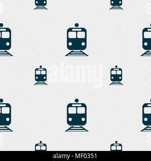 train icon sign. Seamless pattern with geometric texture. Vector illustration Stock Vector
