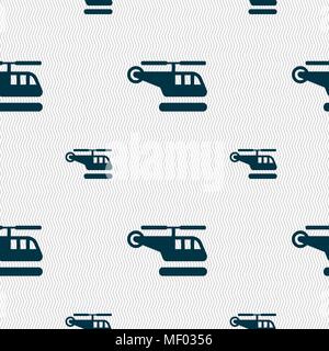 helicopter icon sign. Seamless pattern with geometric texture. Vector illustration Stock Vector