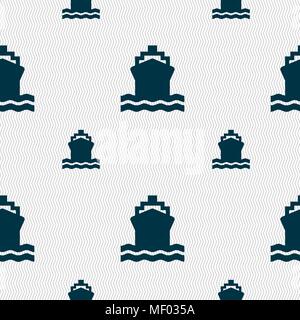 ship icon sign. Seamless pattern with geometric texture. Vector illustration Stock Vector