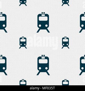 train icon sign. Seamless pattern with geometric texture. Vector illustration Stock Vector