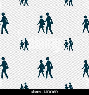 crosswalk icon sign. Seamless pattern with geometric texture. Vector illustration Stock Vector