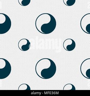 Yin Yang icon sign. Seamless pattern with geometric texture. Vector illustration Stock Vector