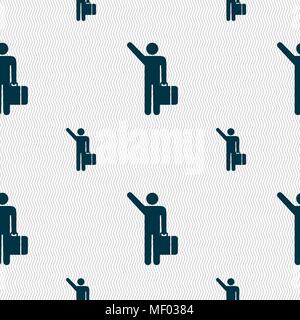 tourist icon sign. Seamless pattern with geometric texture. Vector illustration Stock Vector