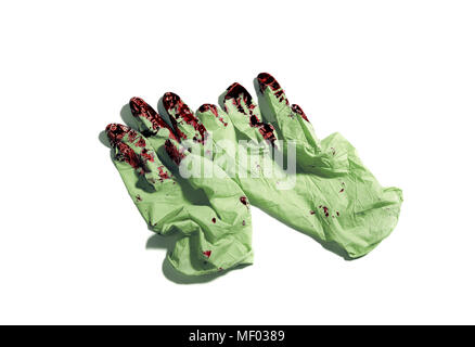 Discarded, Bloody Surgical Gloves Stock Photo