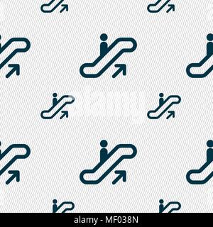 elevator, Escalator, Staircase icon sign. Seamless pattern with geometric texture. Vector illustration Stock Vector