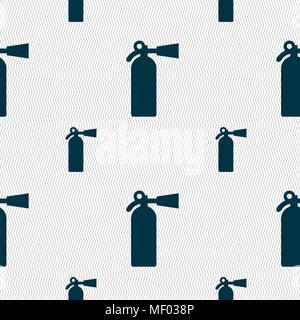 extinguisher icon sign. Seamless pattern with geometric texture. Vector illustration Stock Vector