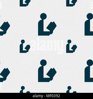 read a book icon sign. Seamless pattern with geometric texture. Vector illustration Stock Vector