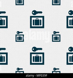 Luggage Storage icon sign. Seamless pattern with geometric texture. Vector illustration Stock Vector