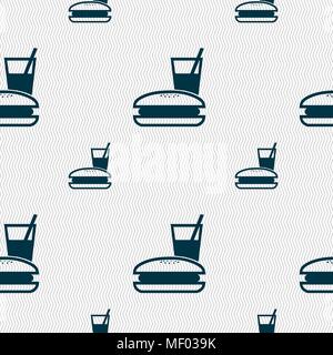 lunch box icon sign. Seamless pattern with geometric texture. Vector illustration Stock Vector
