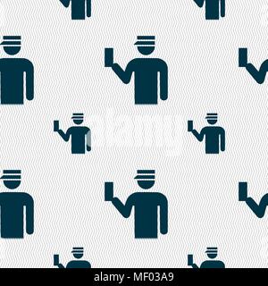 Inspector icon sign. Seamless pattern with geometric texture. Vector illustration Stock Vector