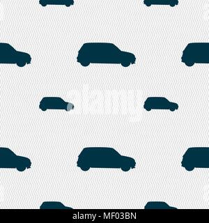 Jeep icon sign. Seamless pattern with geometric texture. Vector illustration Stock Vector