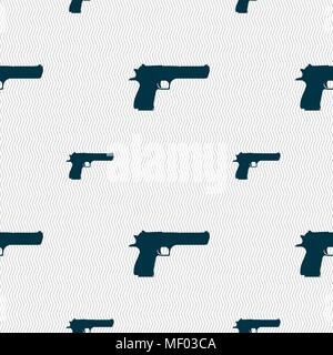 gun icon sign. Seamless pattern with geometric texture. Vector illustration Stock Vector