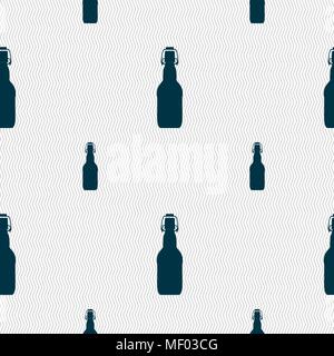 bottle icon sign. Seamless pattern with geometric texture. Vector illustration Stock Vector