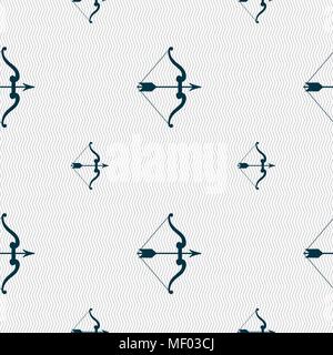bow and arrow icon sign. Seamless pattern with geometric texture. Vector illustration Stock Vector