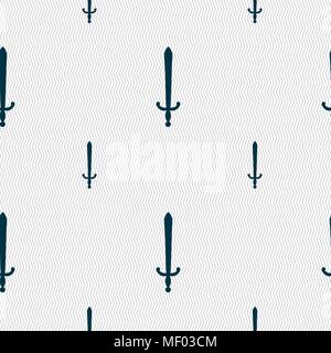 the sword icon sign. Seamless pattern with geometric texture. Vector illustration Stock Vector