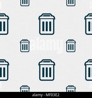 the trash icon sign. Seamless pattern with geometric texture. Vector illustration Stock Vector