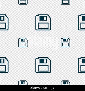 floppy disk icon sign. Seamless pattern with geometric texture. Vector illustration Stock Vector