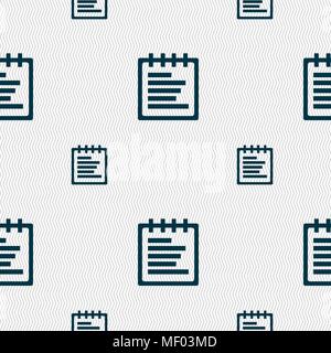 Notepad icon sign. Seamless pattern with geometric texture. Vector illustration Stock Vector