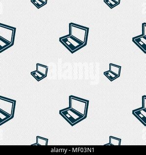 Laptop icon sign. Seamless pattern with geometric texture. Vector illustration Stock Vector