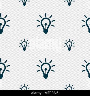 Light bulb icon sign. Seamless pattern with geometric texture. Vector illustration Stock Vector