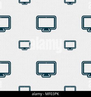 monitor icon sign. Seamless pattern with geometric texture. Vector illustration Stock Vector