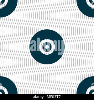 CD or DVD icon sign. Seamless pattern with geometric texture. Vector illustration Stock Vector