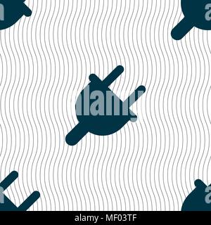 Electric plug, Power energy icon sign. Seamless pattern with geometric texture. Vector illustration Stock Vector