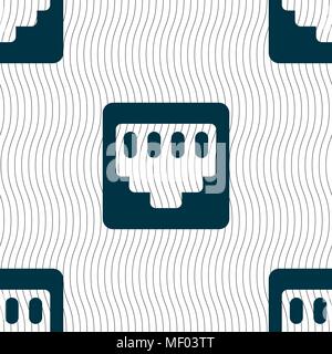 cable rj45, Patch Cord icon sign. Seamless pattern with geometric texture. Vector illustration Stock Vector