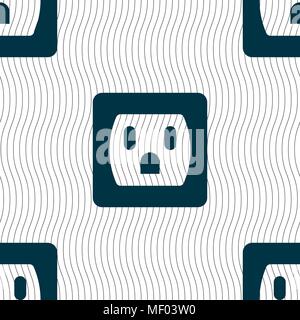 Electric plug, Power energy icon sign. Seamless pattern with geometric texture. Vector illustration Stock Vector
