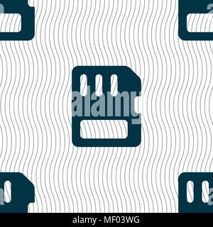 compact memory card icon sign. Seamless pattern with geometric texture. Vector illustration Stock Vector