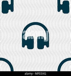 Headphones, Earphones icon sign. Seamless pattern with geometric texture. Vector illustration Stock Vector