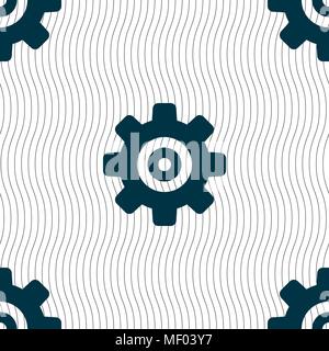 Cog settings, Cogwheel gear mechanism icon sign. Seamless pattern with geometric texture. Vector illustration Stock Vector
